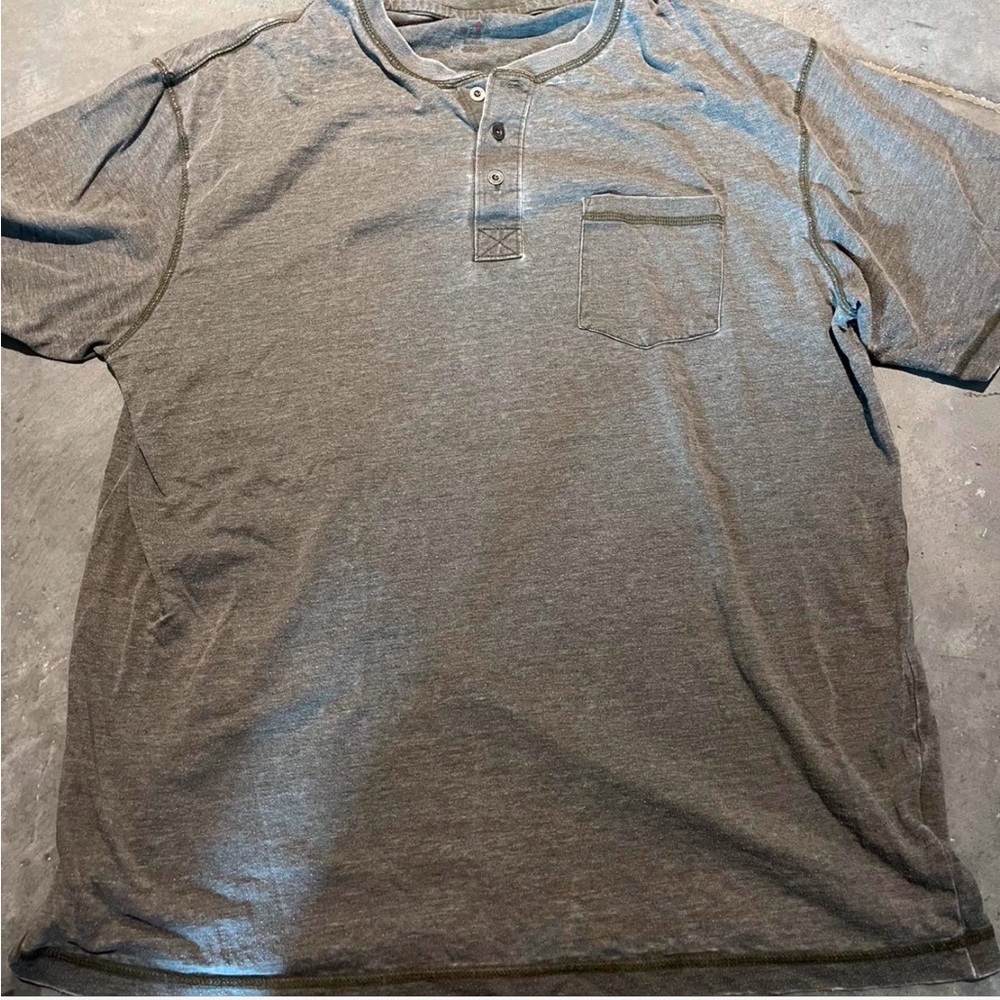 Green faded t shirt with buttons